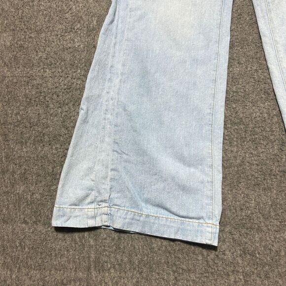 Pilcro And The Letterpress Wide Leg Pants Light Wash Size 27 Blue Cotton Linen - Picture 2 of 13